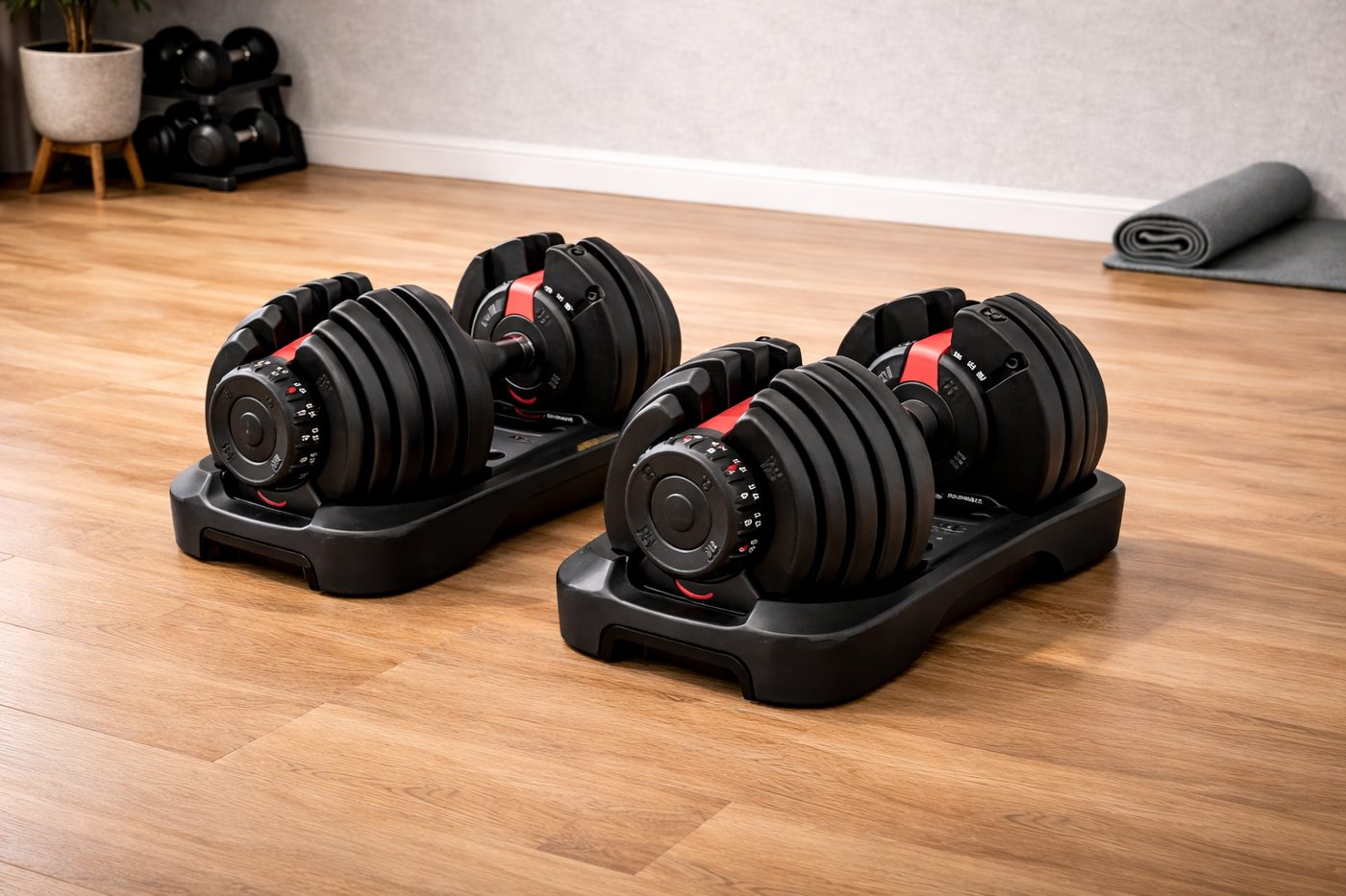 Set verstelbare dumbbells voor krachttraining thuis